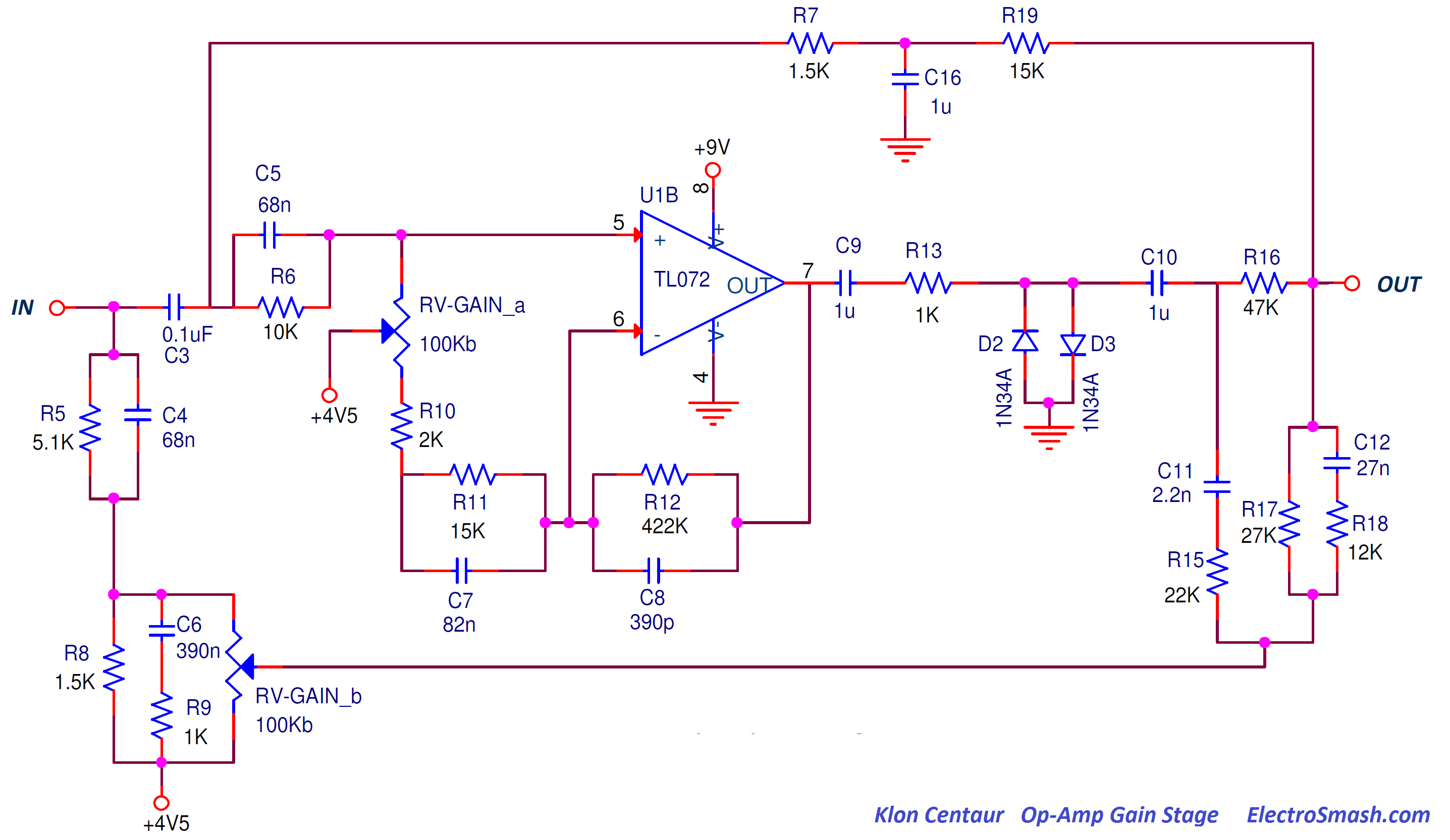 klon centaur op amp gain stage circuit